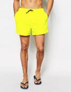Asos Short Length Swim Shorts In Neon Yellow - Neon Yellow