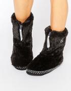 Bedroom Athletics Marilyn Short Faux Fur Slipper Boot - Black