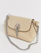Asos Design Concertina 90s Shoulder Bag In Croc-cream