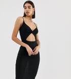 Missguided Midi Dress With Cut Out In Black - Black