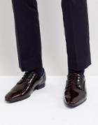 Dune Lace Up Derby Shoes In Burgundy High Shine - Red