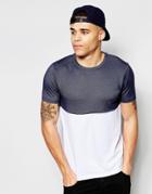 Asos T-shirt With Half And Half Panel In Indigo