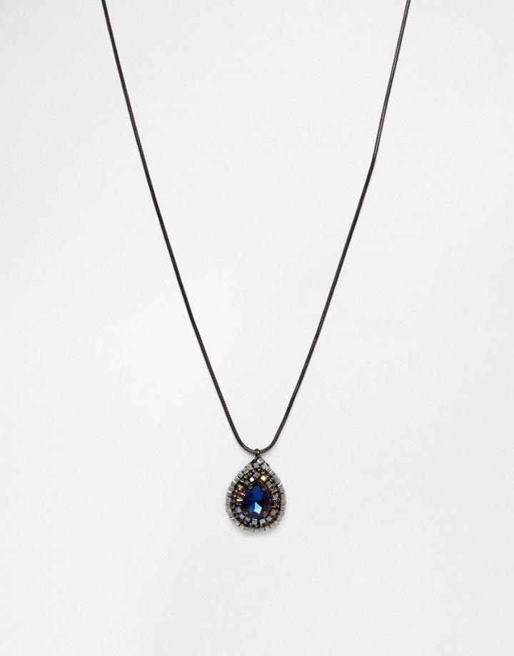 Nali Blue Little Drop Pendant Necklace