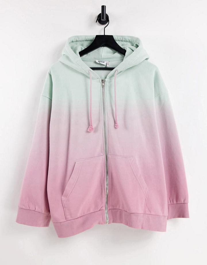 Weekday Maren Organic Cotton Zip Hoodie In Pink Dip Dye