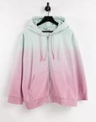 Weekday Maren Organic Cotton Zip Hoodie In Pink Dip Dye