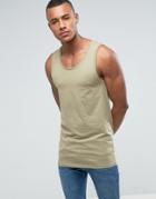 Asos Extreme Racer Back Longline Tank In Muscle Fit - Beige