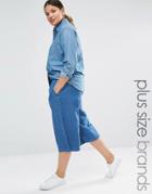 New Look Plus Denim Lightweight Culotte - Blue