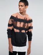 Asos Sweatshirt With Camel Yoke Dip Dye - Black