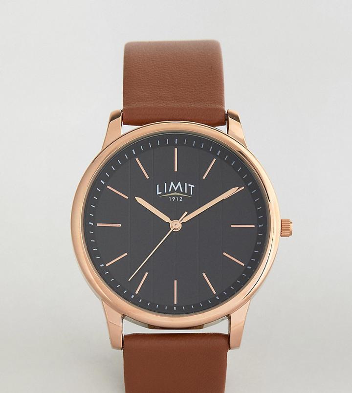 Limit Tan Leather Watch With Stripe Dial Exclusive To Asos - Tan