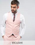 Only & Sons Super Skinny Vest In Cotton Sateen - Pink