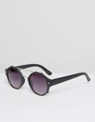 Quay Round Cross Bar Sunglasses In Matte Black - Black