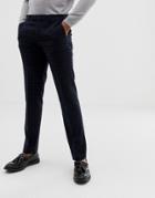 Harry Brown Navy And Gold Slim Fit Check Suit Pants-blue