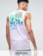 Asos Tall Sleeveless T-shirt With Palm Back Print - Purple