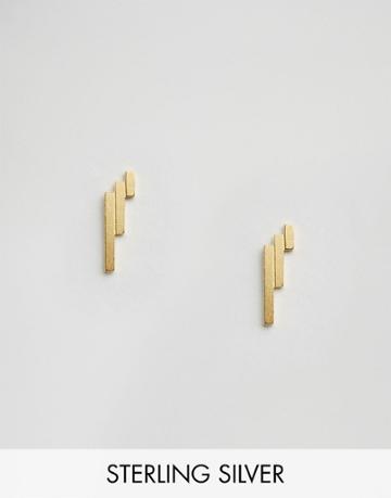 Pieces & Julie Sandlau Gold Plated Juna Stud Earrings - Gold