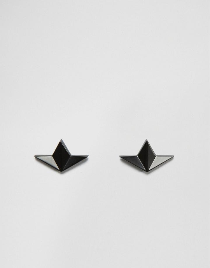 Asos Origami Collar Tips In Matte Black - Black