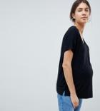 Asos Design Maternity T-shirt With Drapey Batwing Sleeve In Black - Black