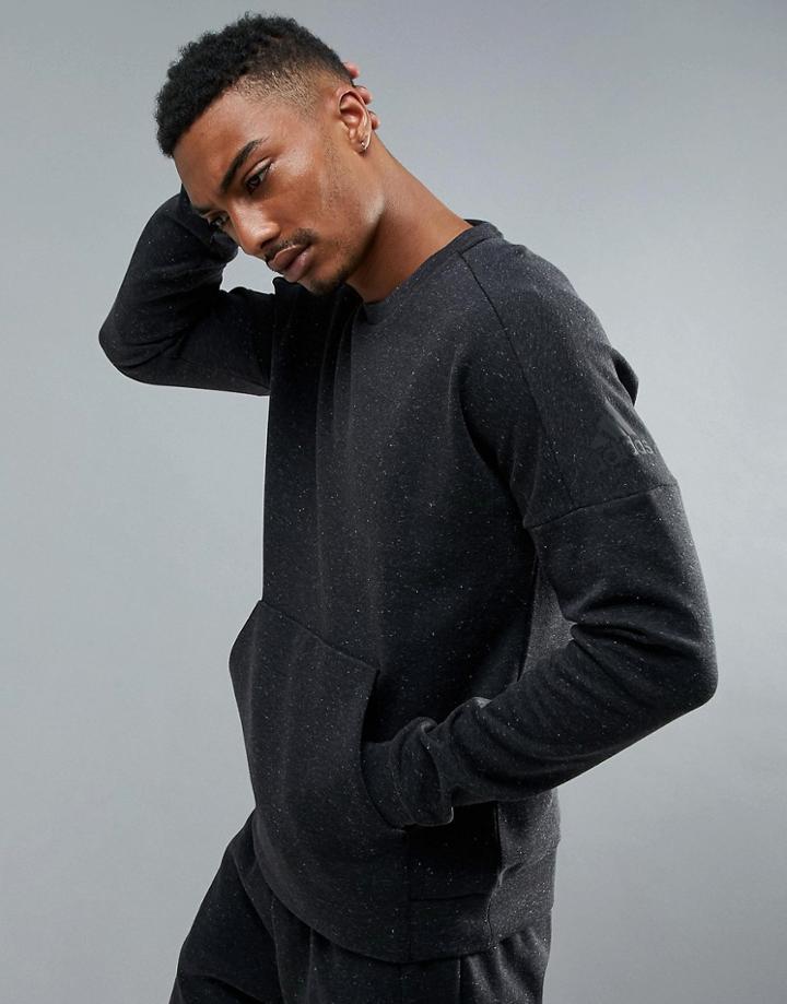 Adidas Athletics Stadium Crewneck Sweater In Black Br5357 - Black