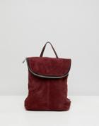 Asos Design Suede Mini Foldover Backpack - Red
