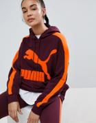 Puma Classics Logo T7 Hoody In Burgundy - Red