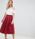 Asos Design Tall Scuba Midi Prom Skirt - Red