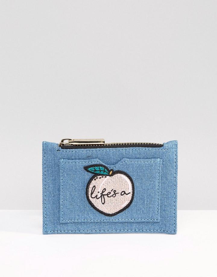 Skinnydip Life's A Peach Denim Zip Top Purse - Blue