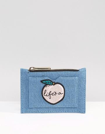 Skinnydip Life's A Peach Denim Zip Top Purse - Blue