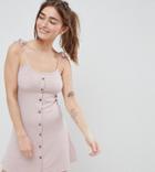 New Look Petite Button Through Skater Dress - Pink