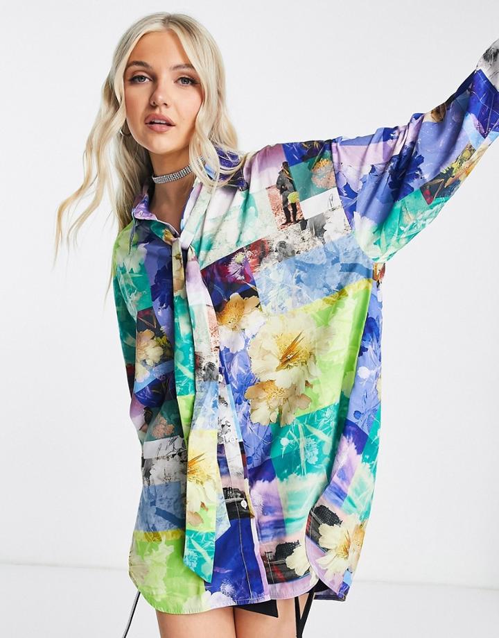 Urban Revivo Abstract Print Shirt In Multi-blue