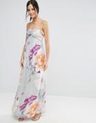 Liquorish Floral Bandeau Maxi Dress - Purple