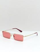 Vogue X Gigi Rectangular Slim Frame Sunglasses - Pink