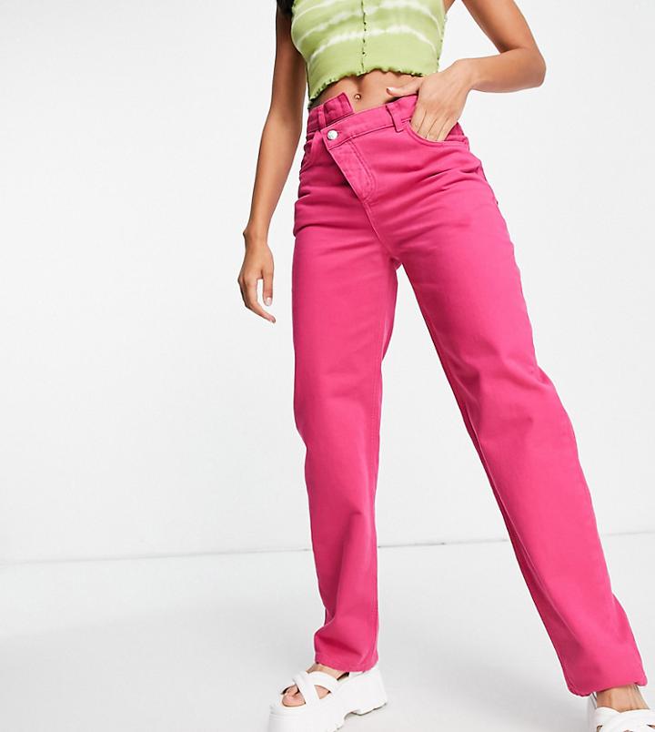 Reclaimed Vintage Inspired 90s Dad Jeans With Stepped Waistband In Pink