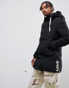 Sixth June Puffer Jacket With Side Detail In Black - Black