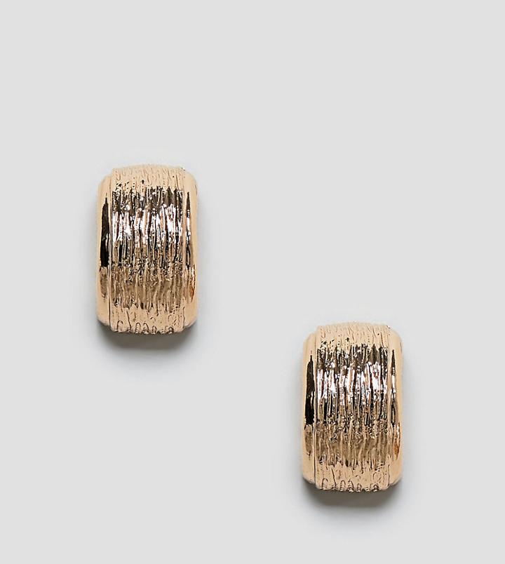 Reclaimed Vintage Inspired Textured Chunky Hoop Earrings - Gold