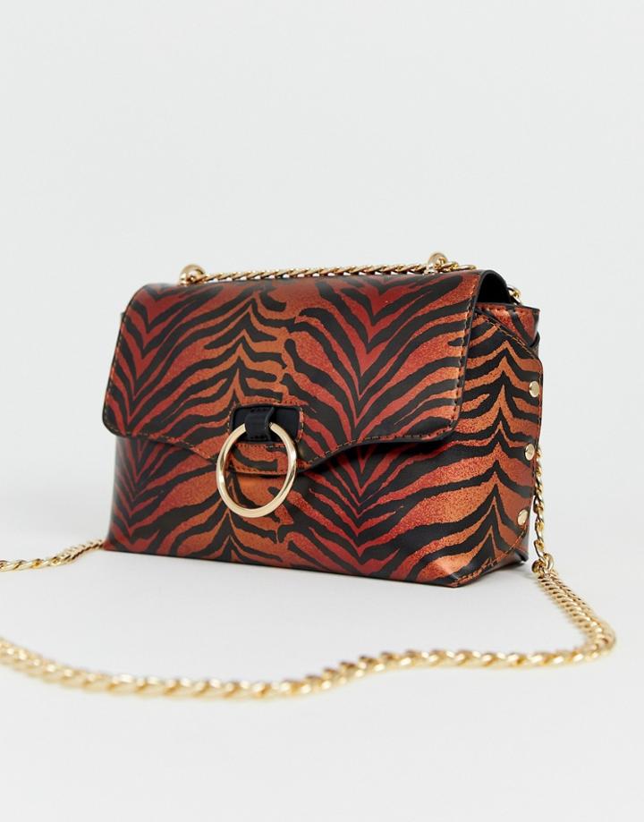 Skinnydip Casey Metallic Tiger Shoulder Bag-orange