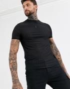 Asos Design Skinny T-shirt In Sheer Stripe In Black