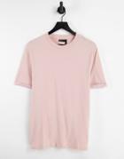 Asos Design Organic T-shirt With Roll Sleeve In Pale Pink