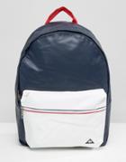 Le Coq Sportif Navy Leather Look Backpack With Tricolore Trim - Blue