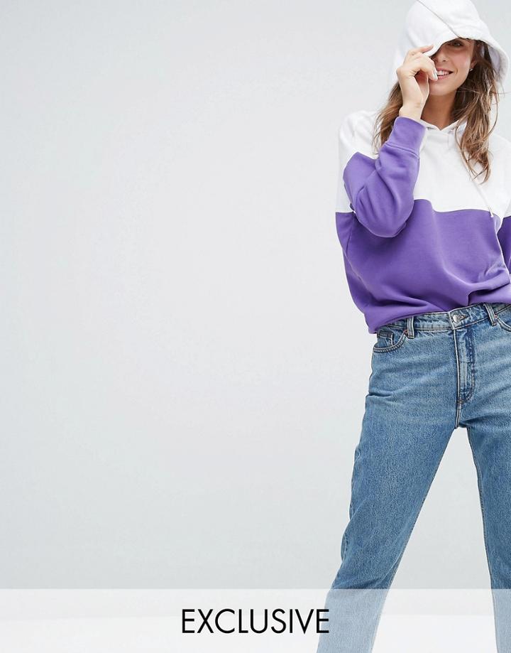 Monki Color Block Hoodie - Purple