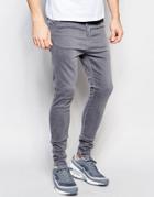 Siksilk Drop Crotch Skinny Jeans - Gray