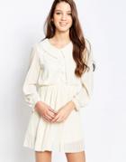 Qed London Collared Skater Dress - Cream