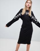 Cheap Monday Long Sleeve Dress With Slogan - Black