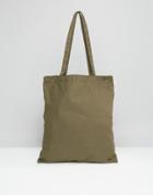 Asos Tote Bag In Khaki - Green
