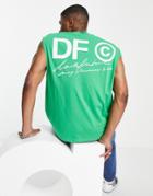 Asos Dark Future Oversized Tank Top With Logo Back Print In Bright Green
