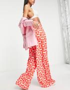 Twisted Wunder Wide Leg Pants In Pink Geo Print - Part Of A Set