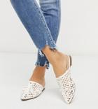Co Wren Wide Fit Pointed Flat Mules In White Woven
