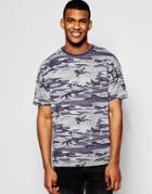 Asos Oversized T-shirt In Gray Camo Print - Gray