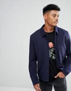 Hugo Jersey Shirt Jacket In Navy-black