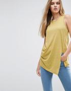Asos Sleeveless Linen Tank With Seam Detail - Green