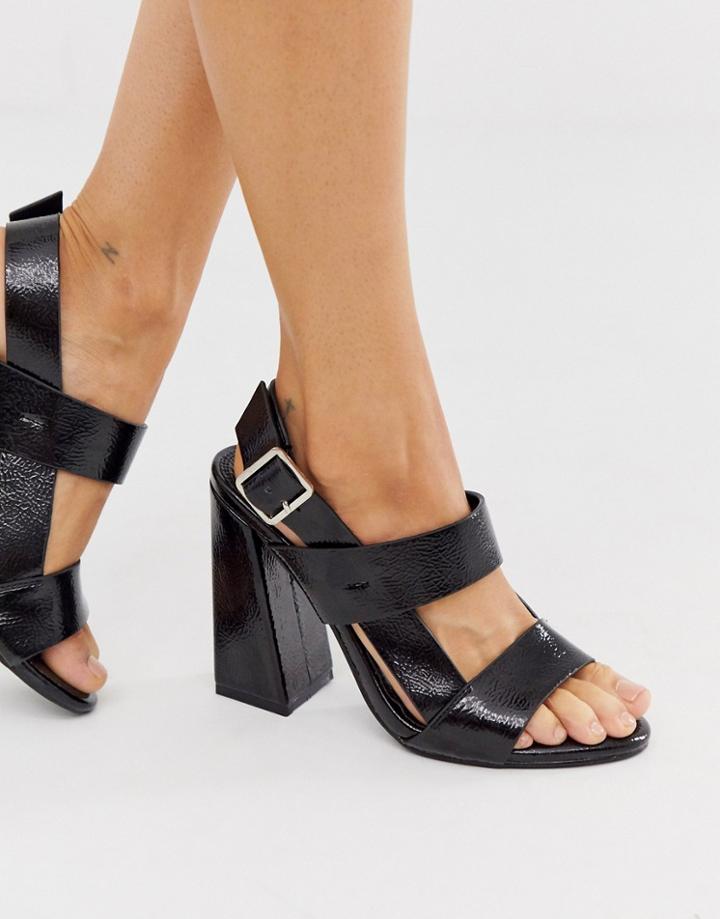 Co Wren Curved Block Heeled Sandals In Black