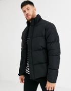 Asos Design Sustainable Puffer Jacket In Black With Funnel Neck - Black